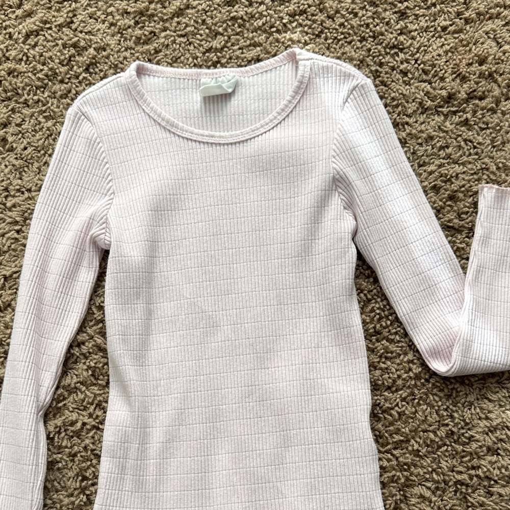 Cotton On Light Pink Ribbed Long Sleeve Top